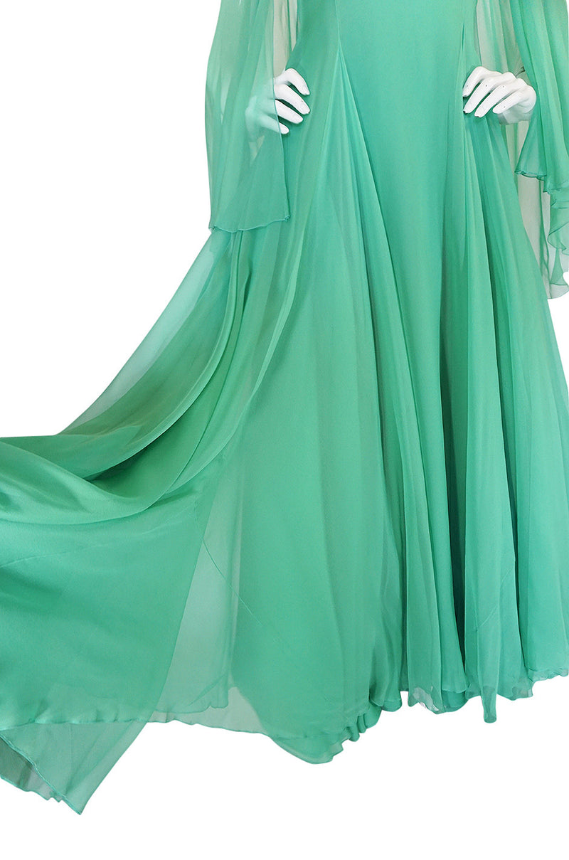 1970s Stavropoulos Couture Romantic Layered Silk Chiffon Dress