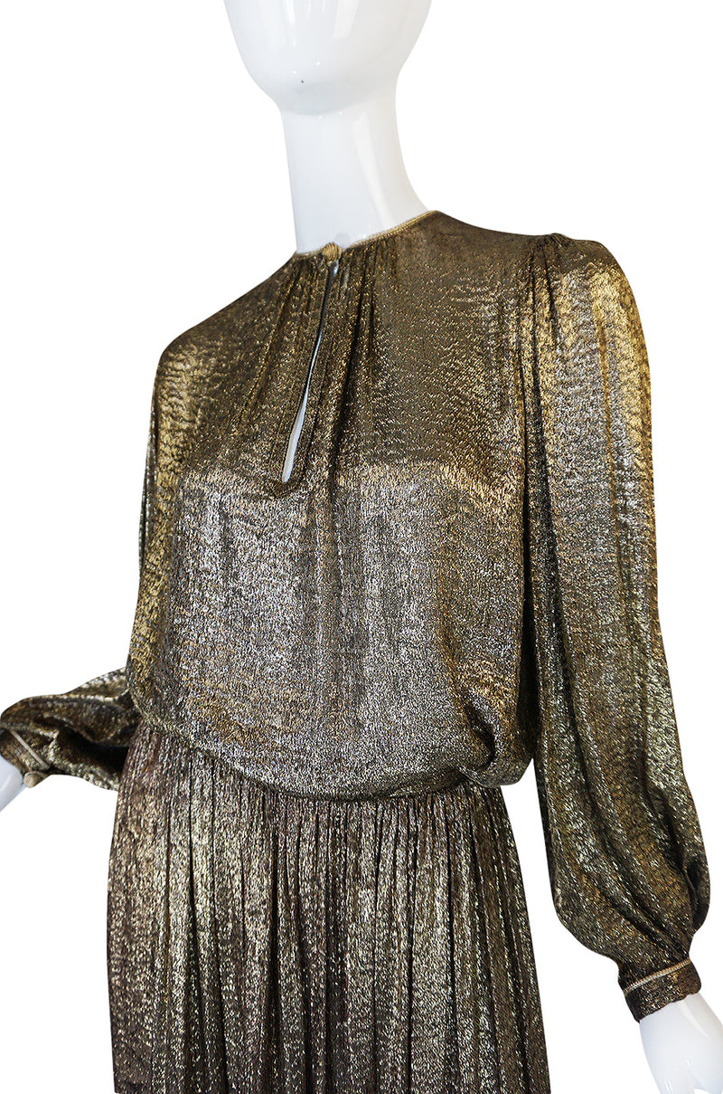 Documented 1976-1977 Yves Saint Laurent Gold Metallic Lame Set