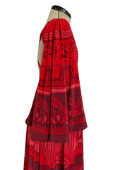 Spring 2017 Valentino by PierPaolo Piccioli Red Silk Dress w Zandra Rhodes Print
