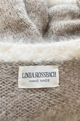 1980s Linda Rossbach Hand Made Mohair Knit Sweater w Silver Thread Detailing