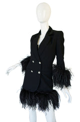 1980s Dramatic Feathered Louis Feraud Dress and Jacket