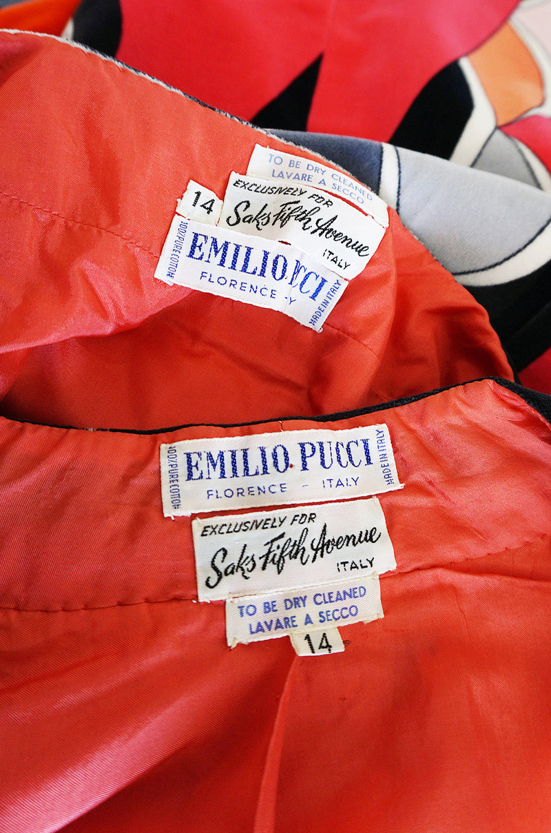 1960s Beautiful Velvet Coral Pucci Jacket & Skirt
