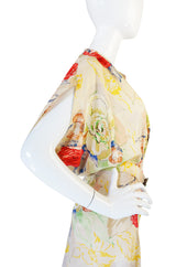 1930s Bias Cut Beautiful Floral Print Silk Flapper Gown