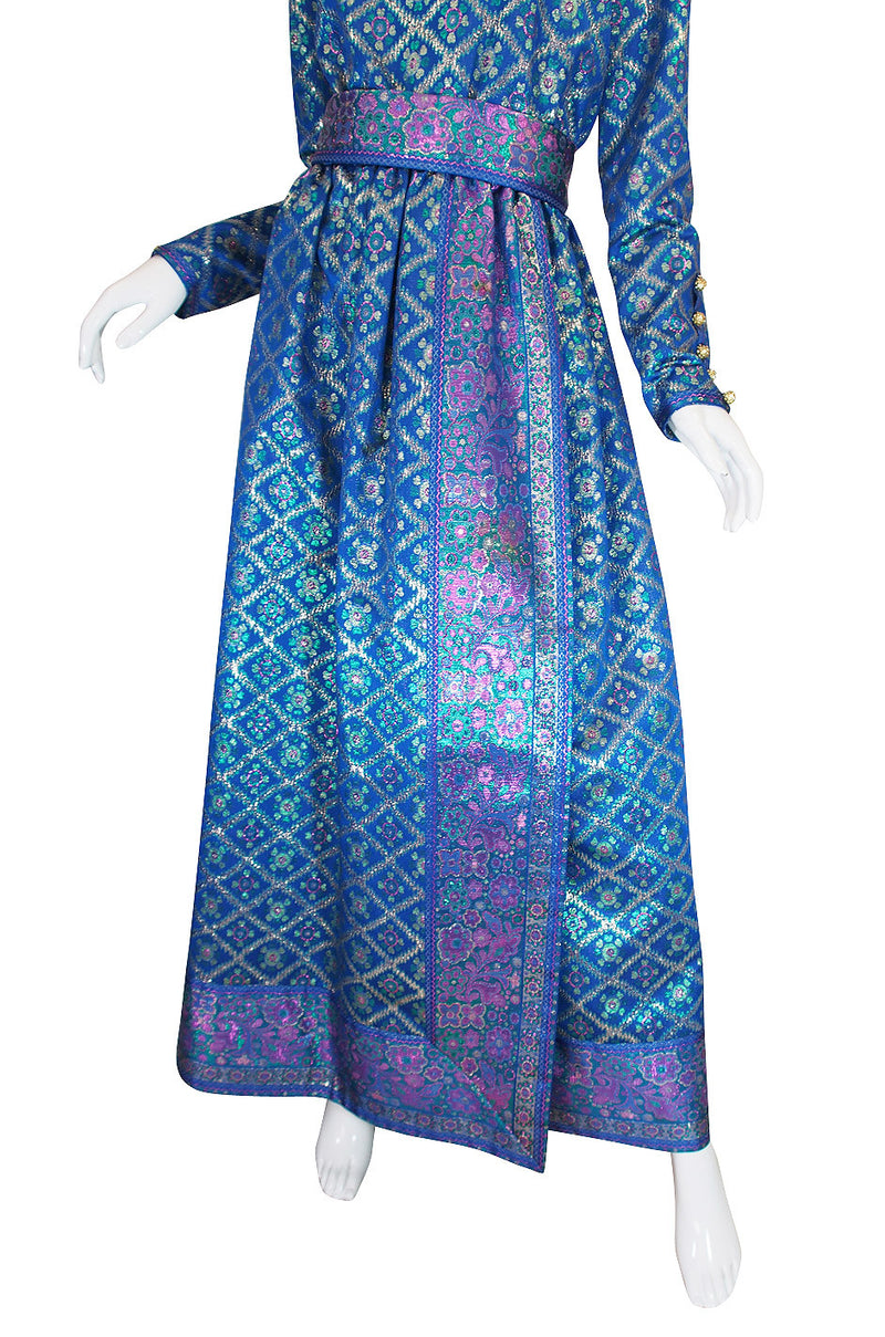 1970s Sari Inspired Oscar De La Renta Maxi Dress