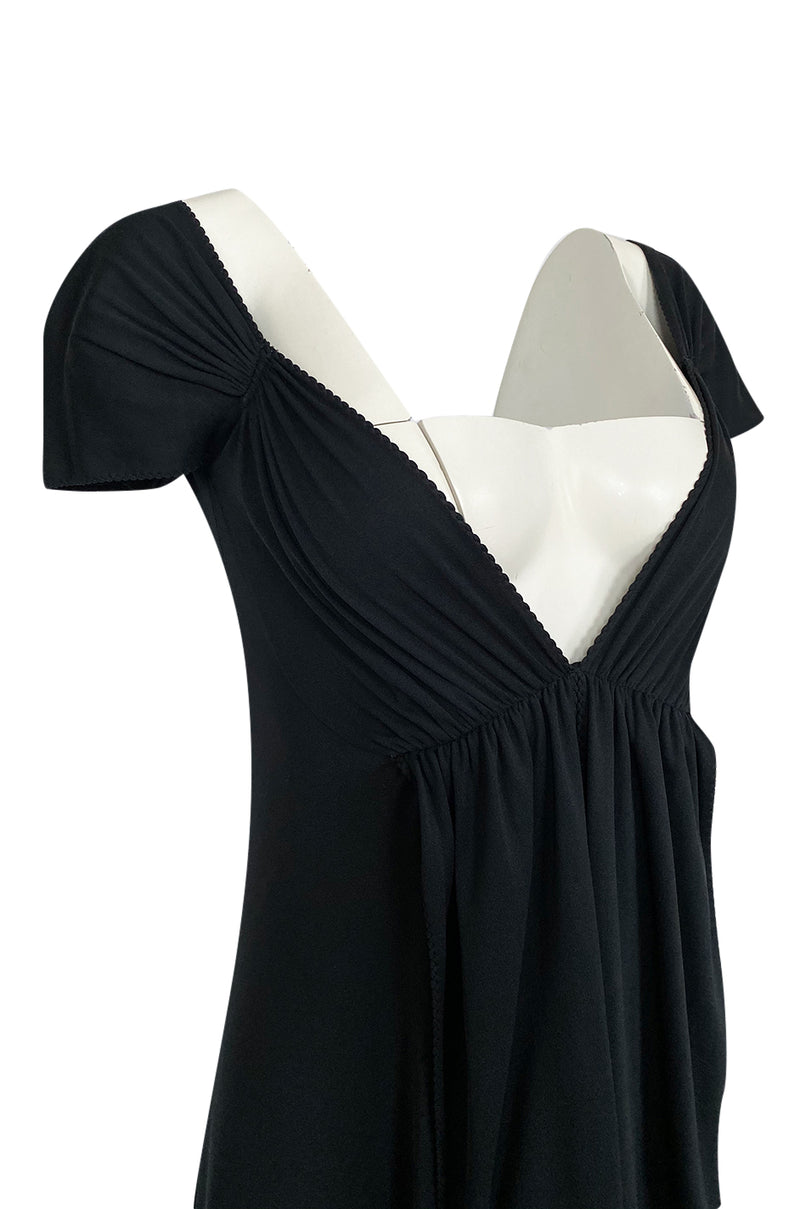 c.1971 John Kloss Deep Front Plunge Black Jersey Lingerie Dress
