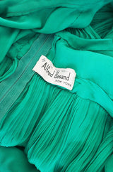 1970s Alfred Bosand Green Goddess Dress