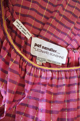 1960s Pat Sandler Pink & Gold Maxi Dress