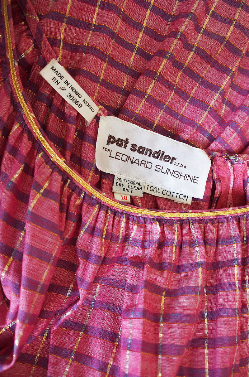 1960s Pat Sandler Pink & Gold Maxi Dress