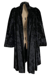 Documented 1973 Biba by Barbara Hulanicki Rare Maternity Label Black Faux Fur Swing Coat