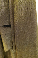 c.1978 Halston One Shoulder Gold Lame Jersey Full Length Maxi Dress