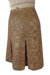 Gorgeous Spring 2002 Prada Runway Skirt Look 47 Gold Silk Metallic Lame Skirt