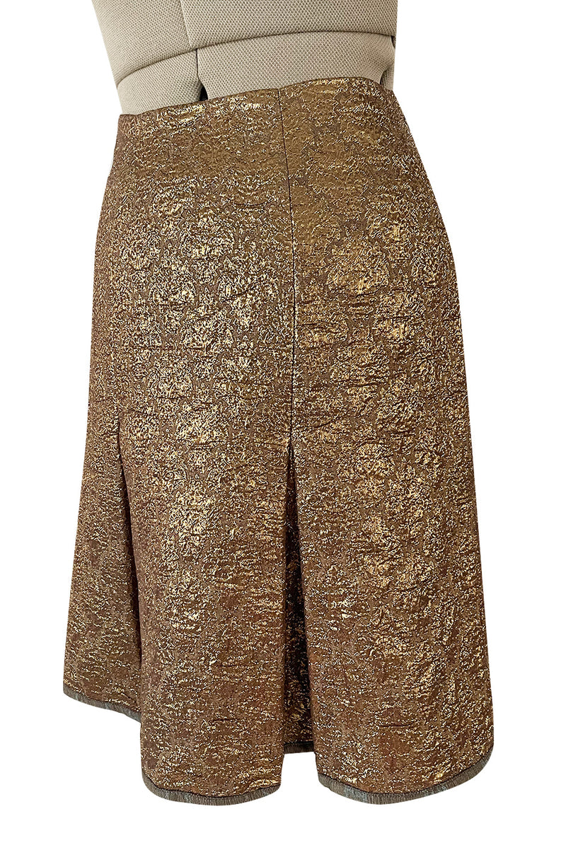 Gorgeous Spring 2002 Prada Runway Skirt Look 47 Gold Silk Metallic Lame Skirt
