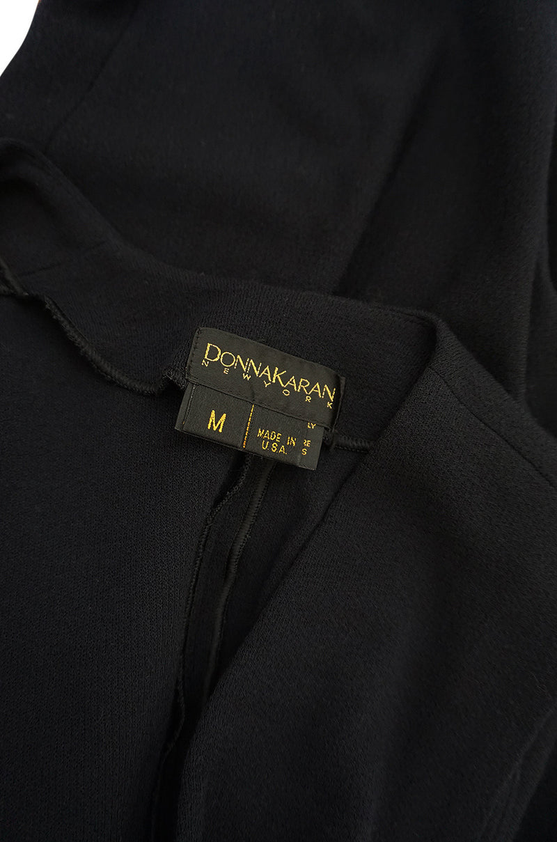 1980s Donna Karan Plunging Stretch Stirrup Pant Jumpsuit