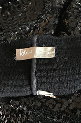 Early 1980s Roland Klein Glossy Black Strapless Sequin Dress
