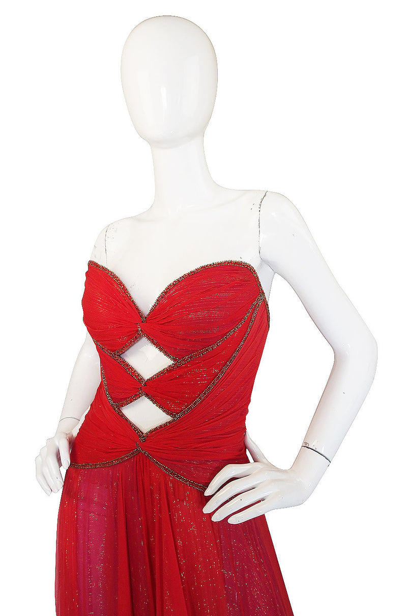 Fall 2001 Red & Gold Bob Mackie Cut Out Gown