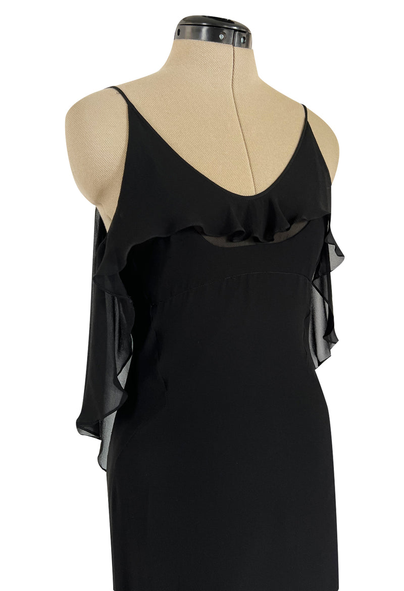 Spring 2004 Yves Saint Laurent by Tom Ford Black Silk Chiffon Dress