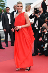 1978 Red Halston One Shoulder Jersey Dress As Seen on Kate Moss