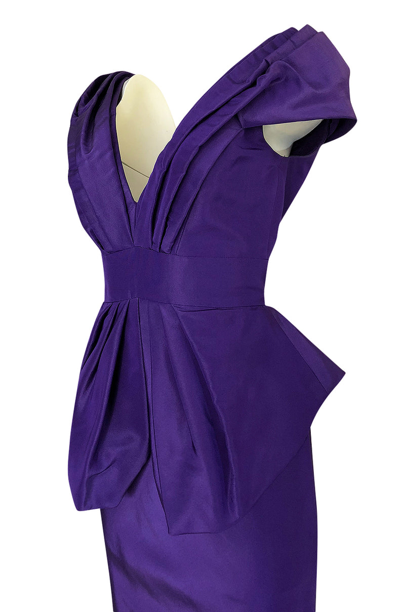 A/W 2013 Oscar De La Renta Runway Sculptural Purple Silk Dress