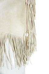 Exceptional 1960s Fringe Cream Deerskin Mini Dress