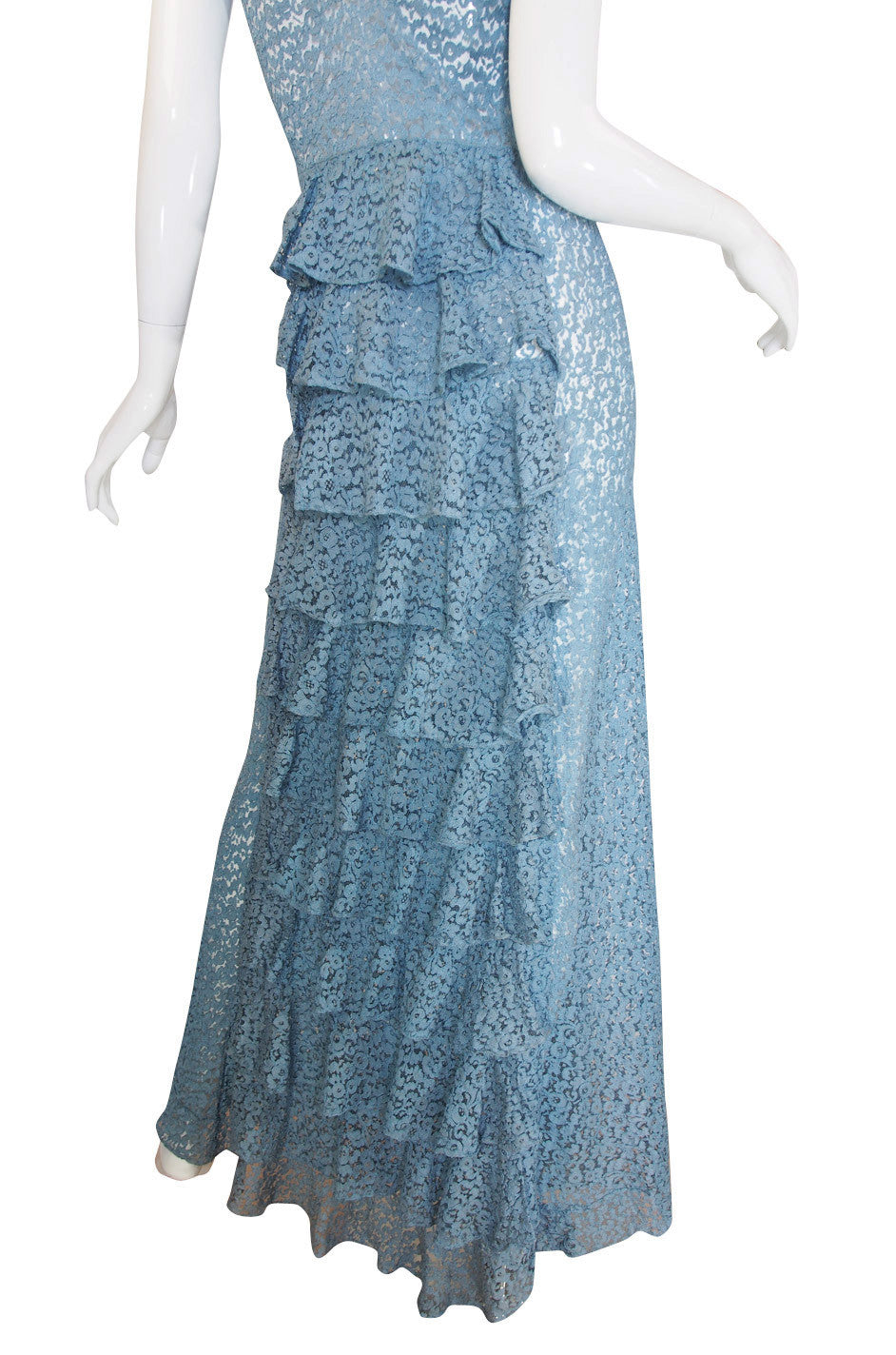 1930s Pale Blue Lace Ruffle Gown – Shrimpton Couture