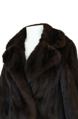 1960s Unlabeled Pierre Cardin Deep Chocolate Fur Pea Jacket or Coat