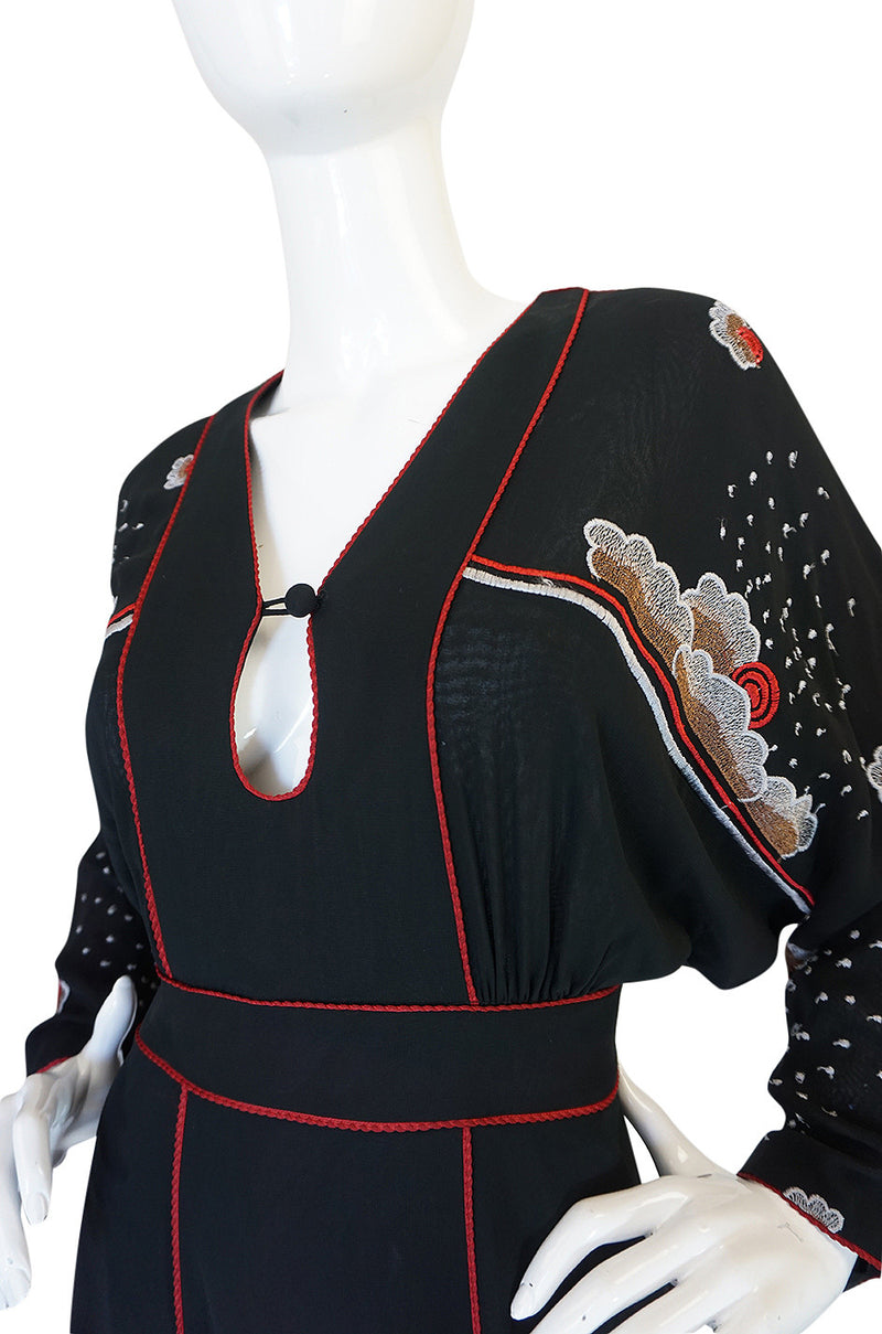 1970-74 Janice Wainwright Extensively Embroidered Caftan Dress
