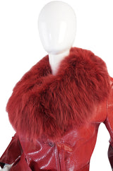 Rare 1970s Red Snakeskin & Fox Gucci Trench Coat