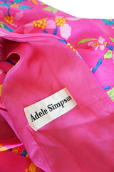 1970s Vibrant Pink Silk Twill Adele Simpson Dress