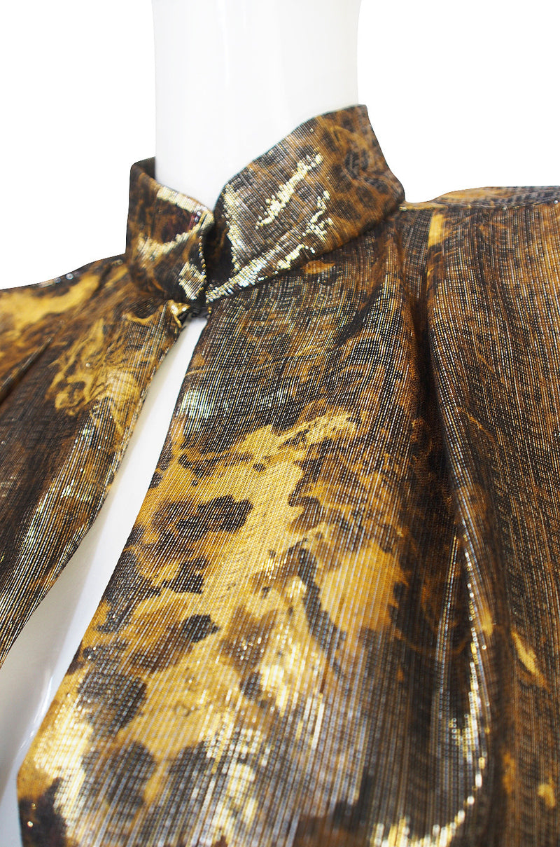 F/W 2013 Balmain Gold Print Lame Mini Dress