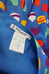 1970s Guy Laroche One Shoulder Bright & Pretty Print Dress