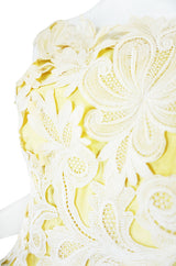 1960s Lace Overlay Sara Fredericks Sculptural Silk Dress