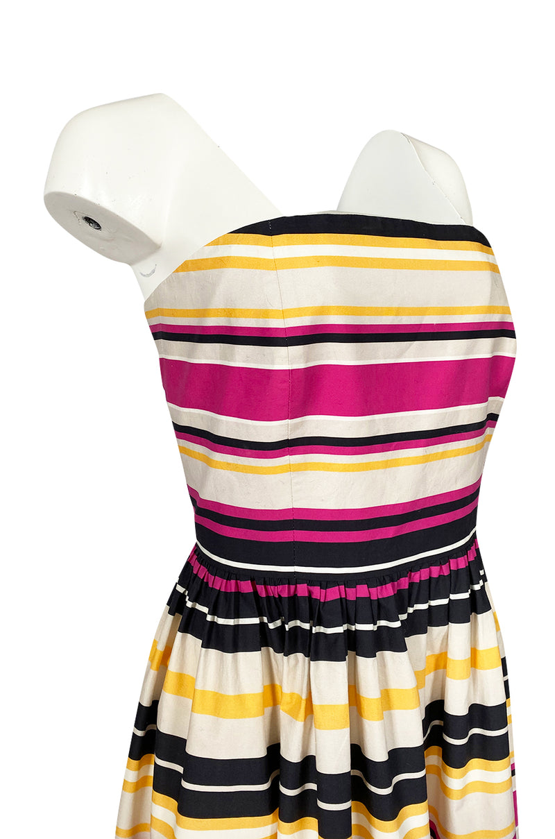 Spring 2016 Salvatore Ferragamo Ad Campaign Striped Strapless Dress