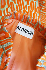 1960s Orange & Gold Metallic Silk Brocade Larry Aldrich