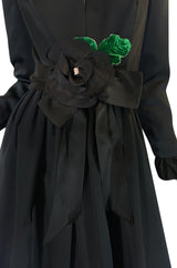 Stunning 1960s Black Silk Satin Sarmi Cocktail Dress