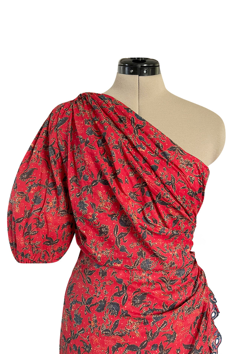 Prettiest 2018 Isabel Marant Etoile Esther One Shoulder Red Floral Print Dress