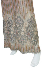 1980s Fernando Pena Gold & Pink Bead Sequin & Net Dress