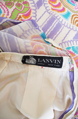 Rare 1970s Silk Chiffon Printed Lanvin Dress