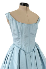 Runway Spring 1994 Balmain by Oscar de La Renta Haute Couture Baby Blue Corset Dress