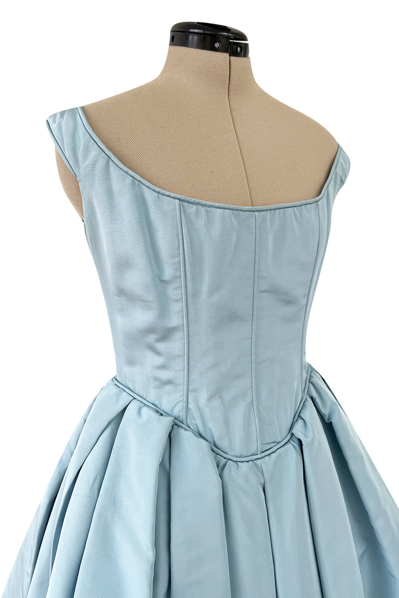 Runway Spring 1994 Balmain by Oscar de La Renta Haute Couture Baby Blue Corset Dress