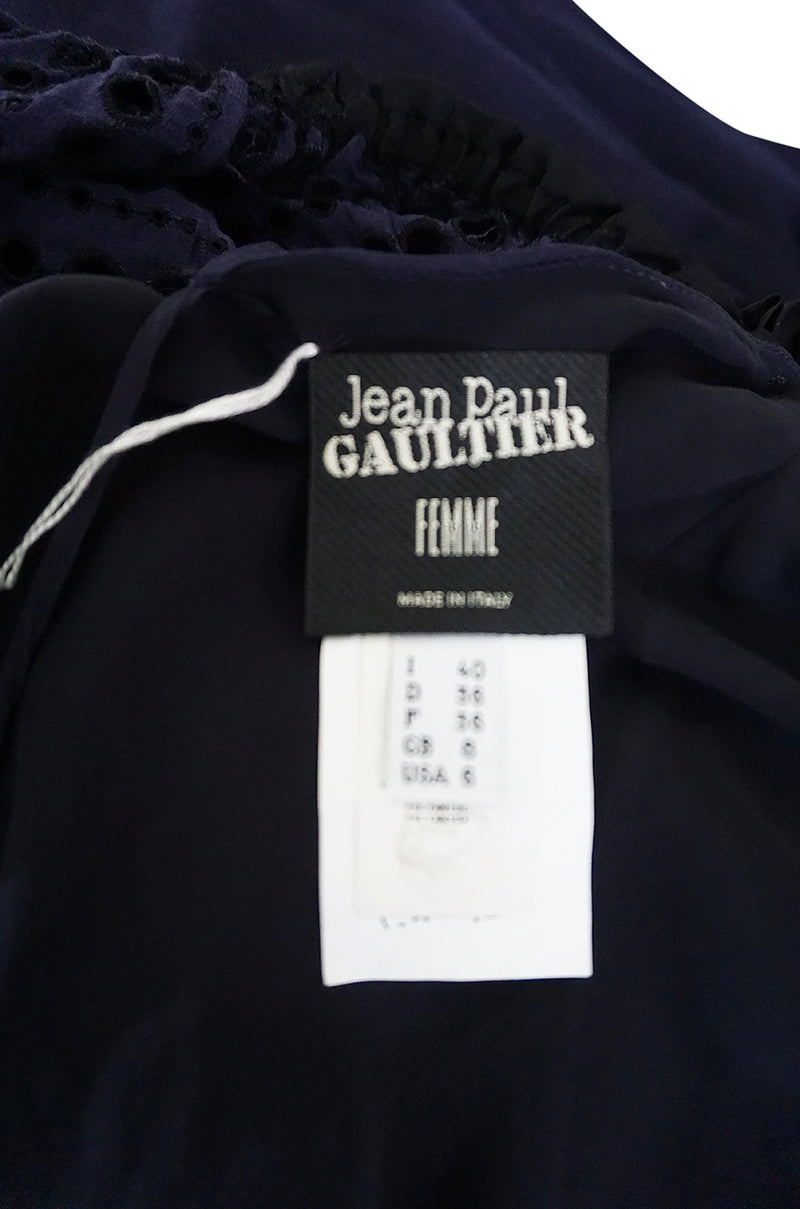 1990s Jean Paul Gaultier Femme Eyelet Pouf Sleeve Dress