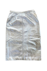 Spring 1982 Yves Saint Laurent Metallic Silver Leather Pencil Cut Skirt