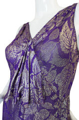 Rare & Extraordinary 1920s Purple & Gold Metallic Lame Gown