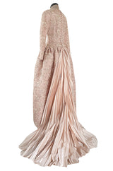 Fall 1994 Nina Ricci Haute Couture Metallic Cord Detailed Lace & Pink Silk Dress