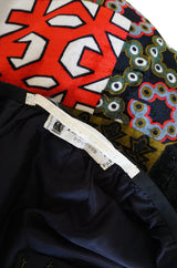 c.1971 Lanvin Demi-Couture Fringe Printed Panne Velvet Skirt