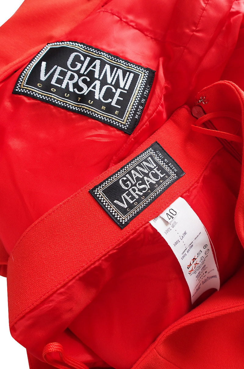Documented S/S 1994 Gianni Versace Couture Red Military Suit