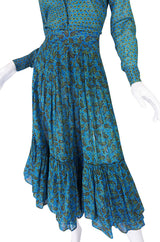 1970s Yves Saint Laurent Ruffled Tiered Skirt & Top Set