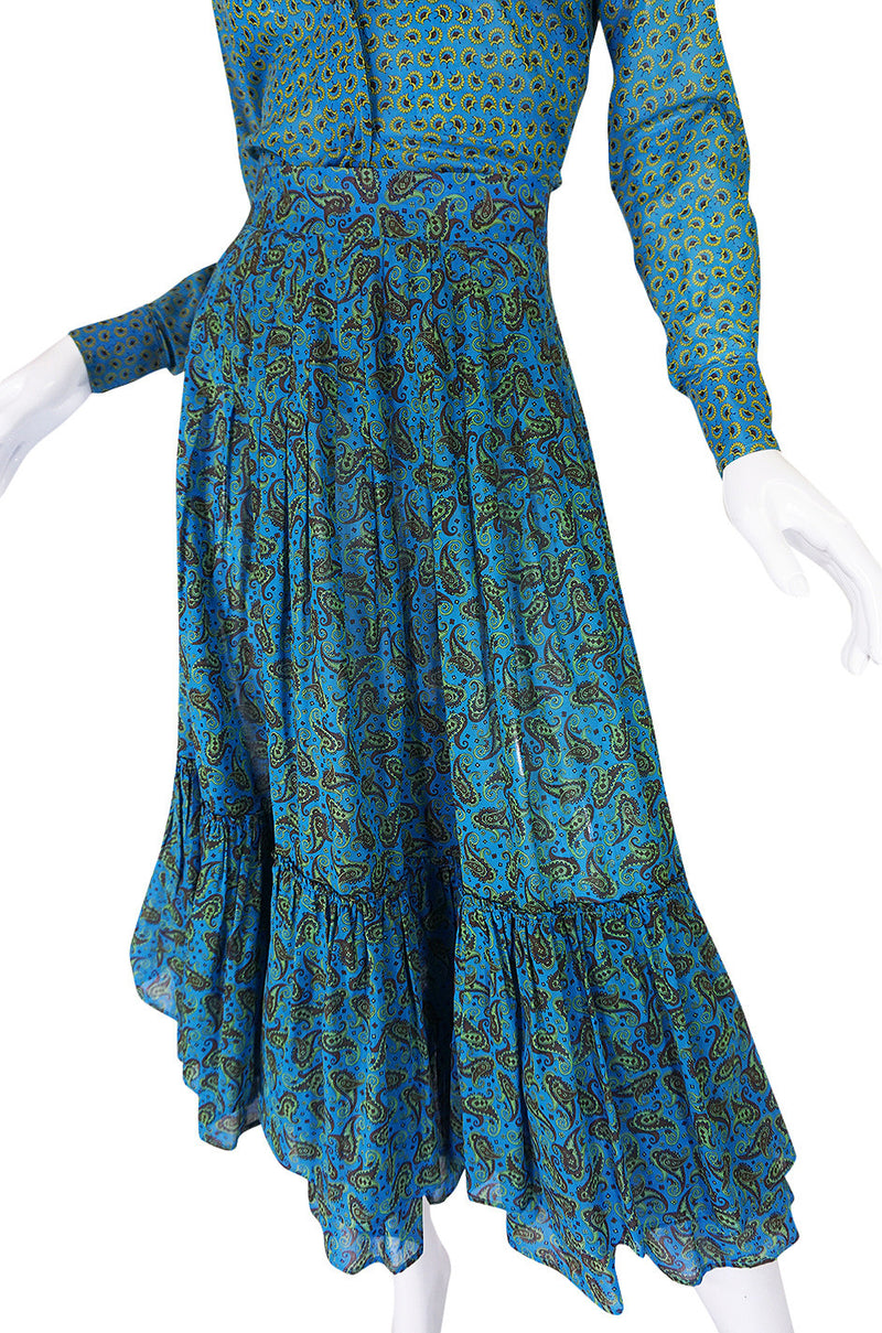 1970s Yves Saint Laurent Ruffled Tiered Skirt & Top Set