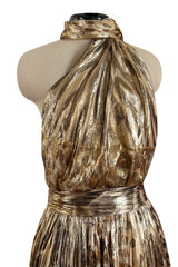 Spring 2012 Salvatore Ferragamo Runway Metallic Gold Silk Chiffon Animal Print Dress