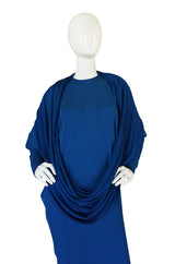 1980s OMO Norma Kamali Jersey Dramatic Sleeved Dress