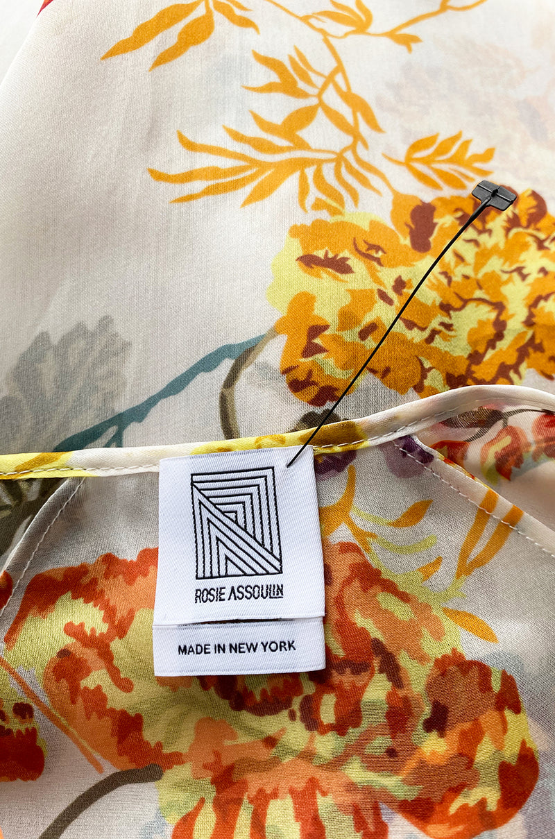 Fall 2017 Rosie Assoulin Silk Organza Swash Buckler Floral Top